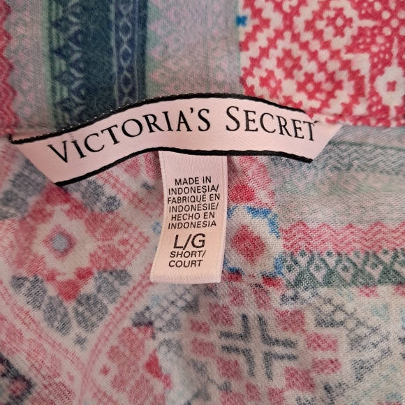 Victoria's Secret Flannel Pajama Top Colorful Embroidered Lougewear Cozy - Picture 8 of 10